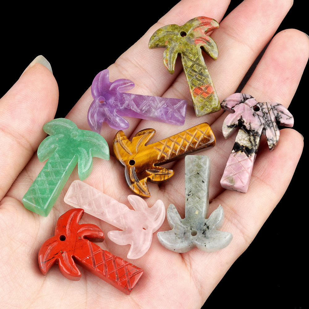 椰子树吊坠天然水晶玛瑙