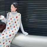 彩色波点马甲+木耳边打底衫 彩色波点马甲+木耳边打底衫