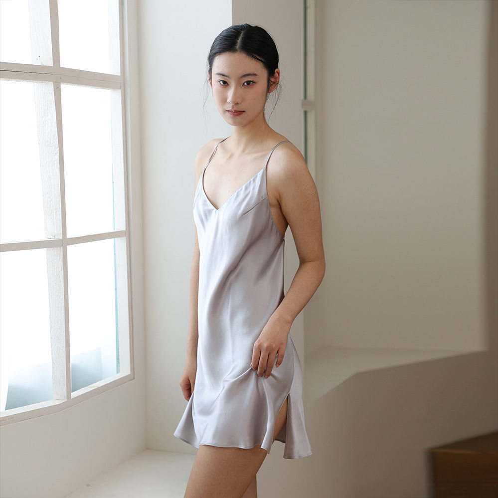 真丝睡衣女夏季重磅100%桑蚕丝绸性感吊带睡裙打底美背显瘦家居服