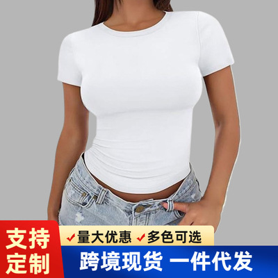 紧身圆领T恤短袖辣妹欧美上衣瘦