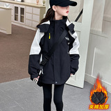 女童加厚冲锋衣外套2025年秋冬新款中大童三合一夹克衫保暖户外服，童装外套，祺儿童装