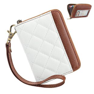 新款方格绣花风琴14卡位卡包时尚短款零钱包小众设计卡片收纳包