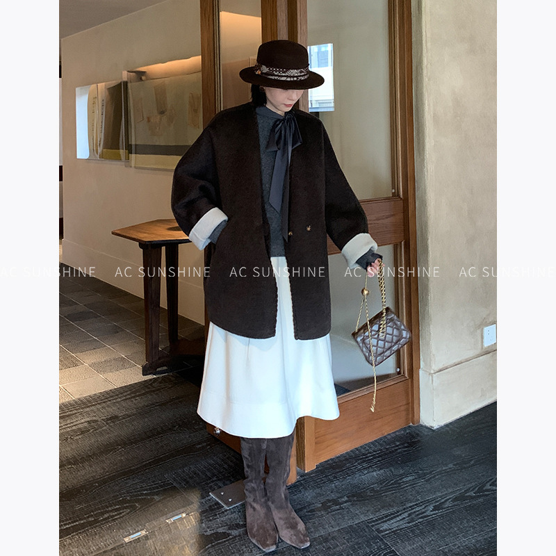 骆驼绒毛呢外套含那桑蚕丝羊毛