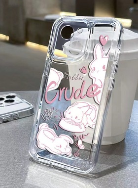 cute little rabbit girl clear case适用iphone 11 12 13 14 15 16 17 pro max XR XS MAX 7 8 PLUS