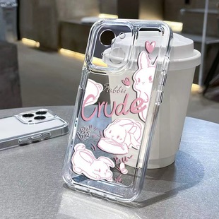 cute little rabbit girl clear case适用iphone 11 12 13 14 15 16 17 pro max XR XS MAX 7 8 PLUS
