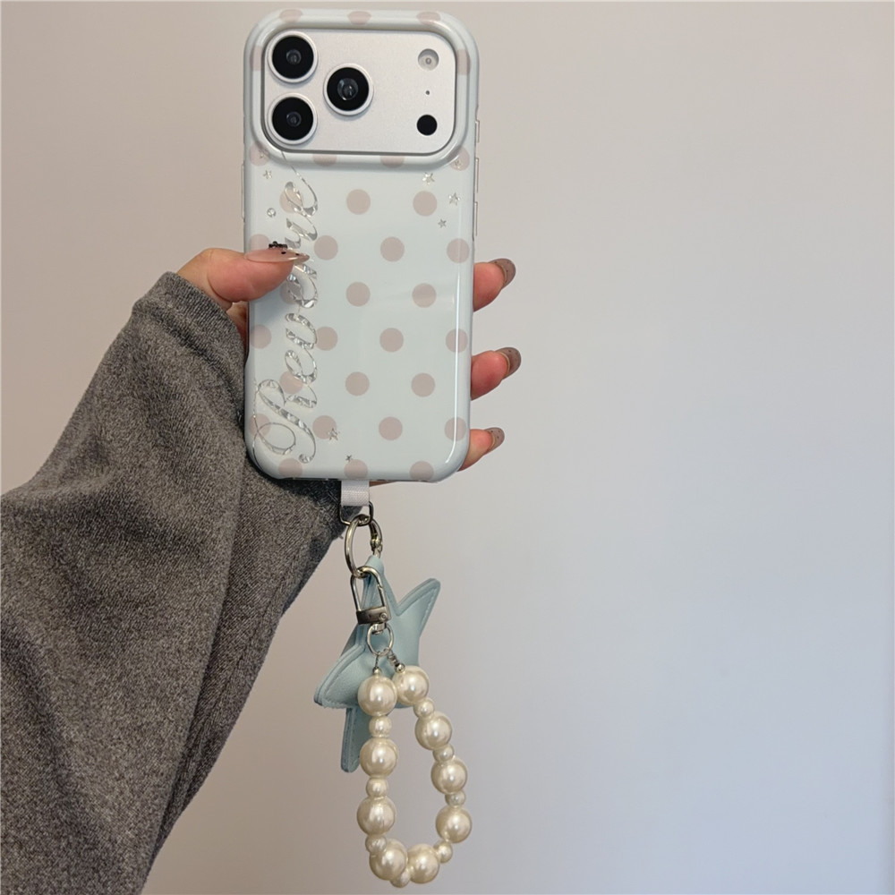 韩系简约波点闪粉英文适用苹果16/17promax手机壳iPhone15小众17p高级噶