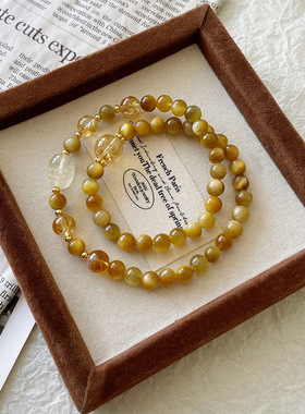 【合璧生辉】天然黄水晶貔貅双圈手链女黄塔晶水晶手串小红书发