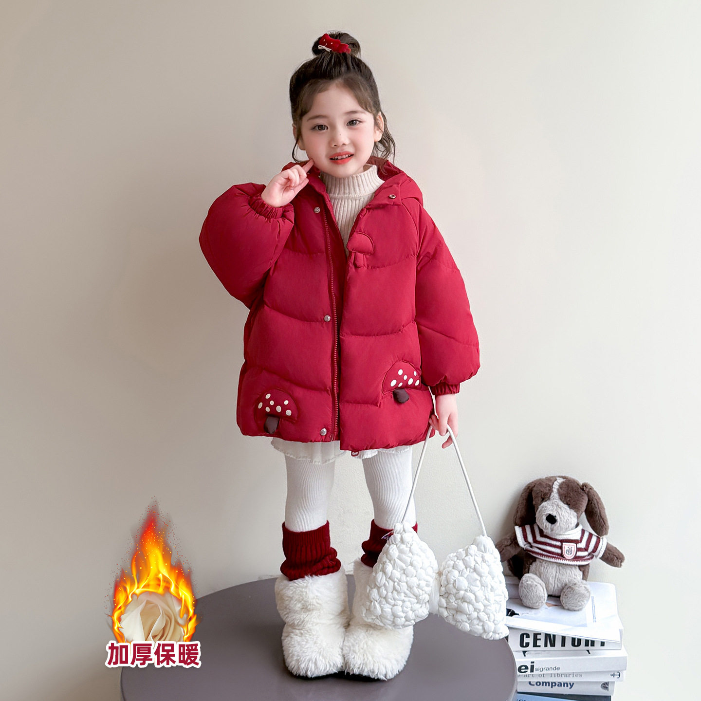 女童时尚连帽棉服冬季2025新款洋气女加厚保暖冬装超好看棉衣P109，童装棉衣，祺妙童装