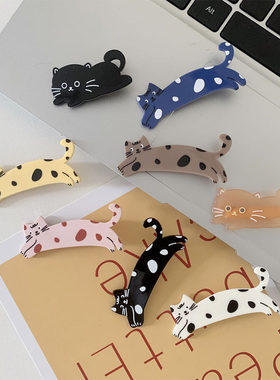 猫咪可爱发饰卡通醋酸发夹侧边亚克力儿童发卡日韩卡子动物鸭嘴夹