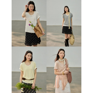 松弛主义口碑神T 短袖 歌铭宽松U领t恤女装 新款 上衣SD0141D 春季