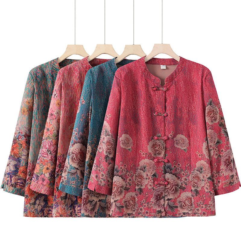 200斤中老年人女装夏装胖妈妈加肥加大码奶奶七分袖衬衫宽松衣服