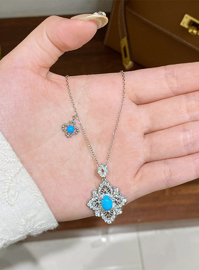 法式复古宫廷风精致百搭级感锆石四叶草吊坠项链轻奢气质锁骨链
