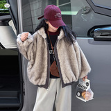 女童2025年冬季新款两面穿加厚皮草外套女大童洋气宽松保暖派克服，童装外套，祺儿童装