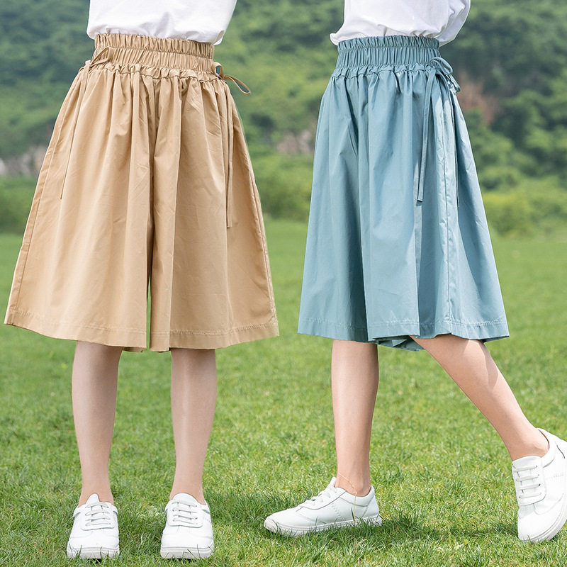 女童裙裤夏季阔腿裤中大童薄款宽松五分裤女孩休闲短裤小学生马裤