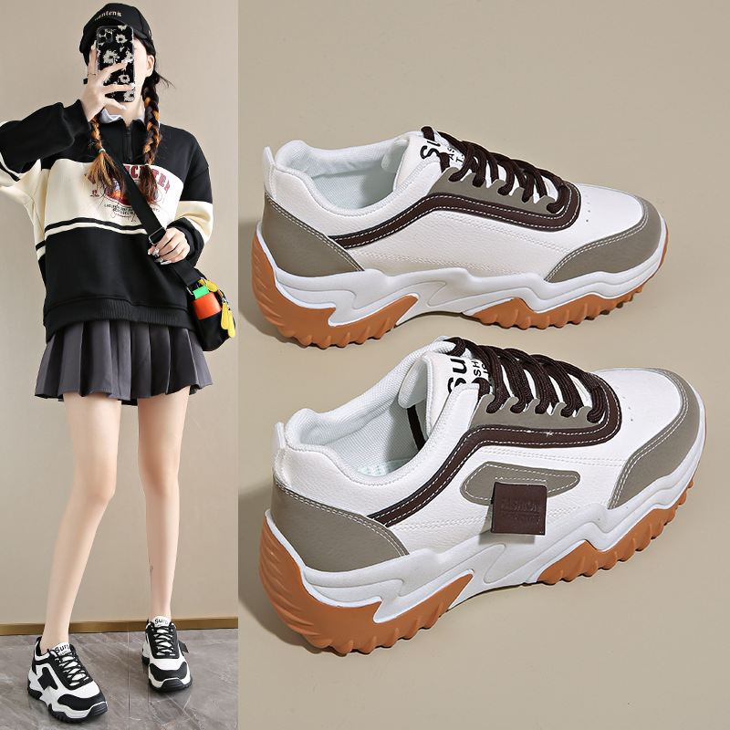 韩版老爹鞋女2024秋季新款透气运动鞋女ins潮学生厚底休闲鞋女Y01