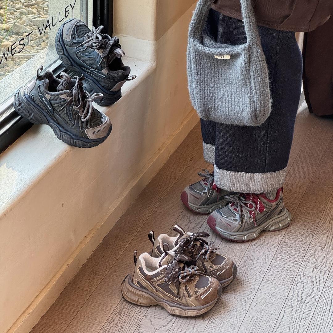 女童运动鞋秋冬款童鞋子2025新款冬季儿童二棉鞋大童老爹鞋加绒