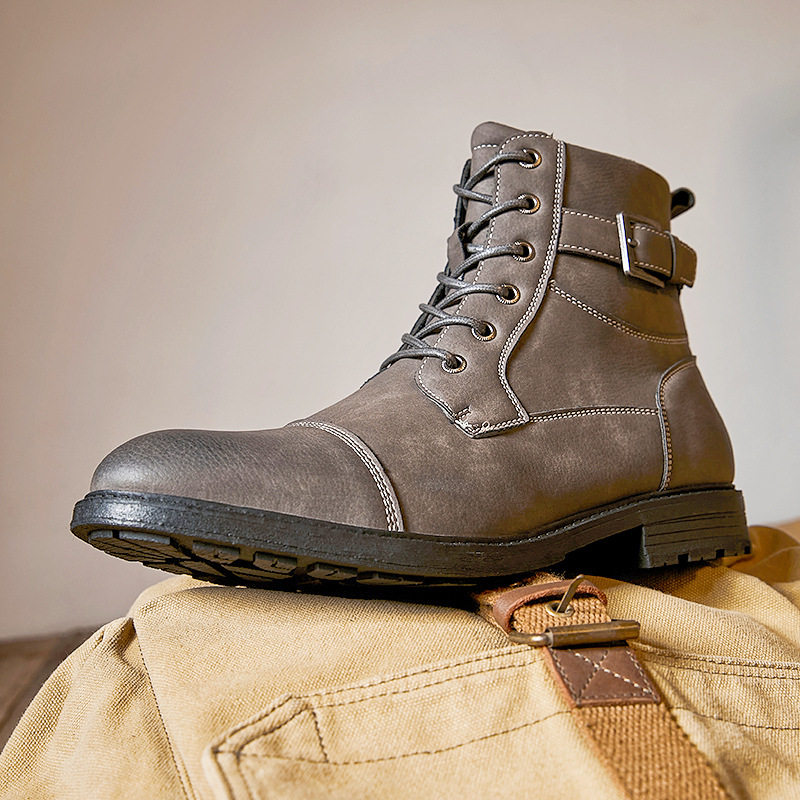 2025 men's leather boots lace up boots 男士马丁靴子高帮皮鞋