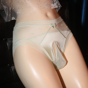CD伪娘变装TS透明蕾丝内裤无痕透气缕空裸感jj套三角裤薄丝滑舒适