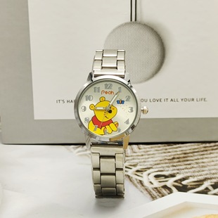 动漫卡通手表儿童钢带腕表男童学生个性创意指针式小猫小熊石英表