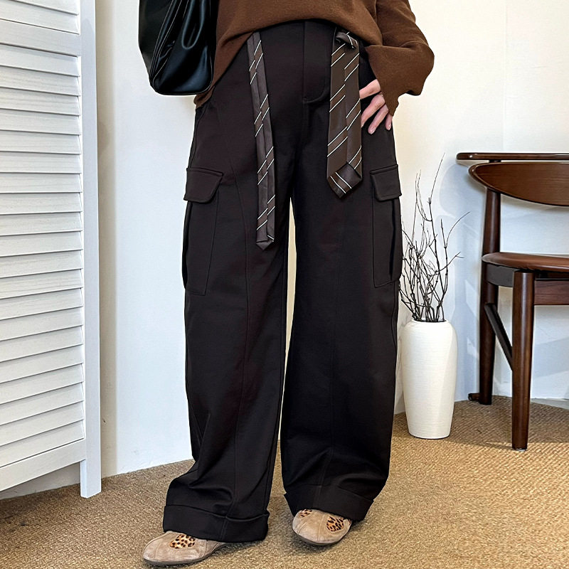 大码宽松阔腿裤女工装裤2025冬款胖mm拖地裤休闲哈伦裤NK1362正品