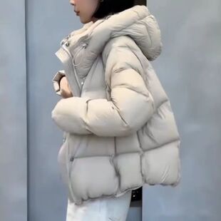 连帽棉服女装冬季新款时尚泡芙加厚显瘦休闲保暖短款棉衣外套