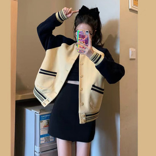 春秋薄款韩版ins潮同款口袋棒球服女个性百搭夹克卫衣女外套