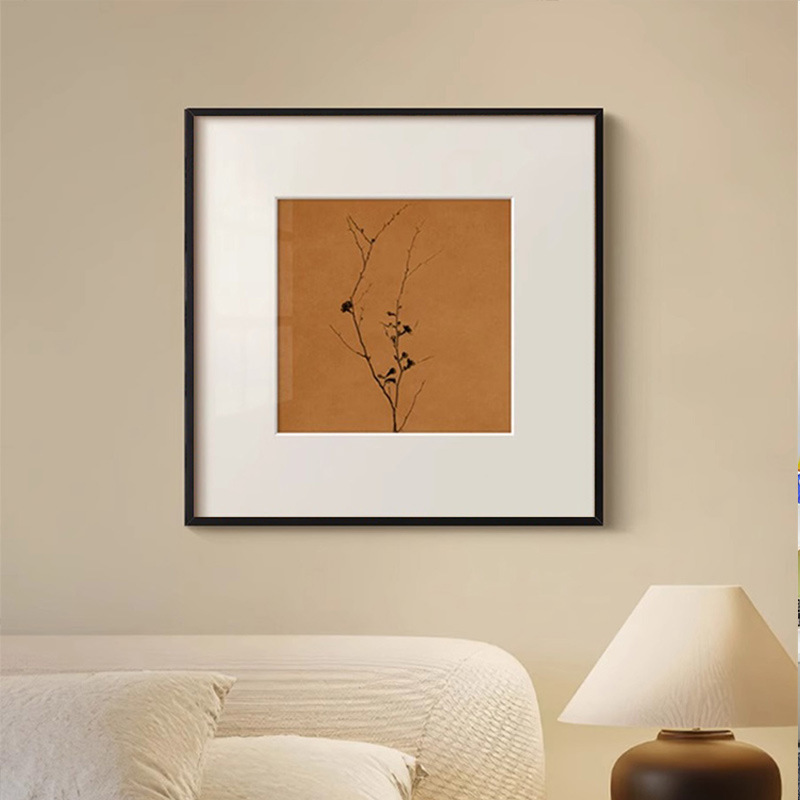 《疏影》中古风植物客厅艺术装饰画法式复古禅意挂画民宿背景壁画图片