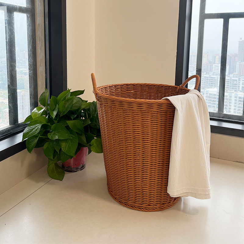 仿藤手编脏衣桶收纳桶藤编家用大号客厅玩具衣篓大杂物编织收纳筐