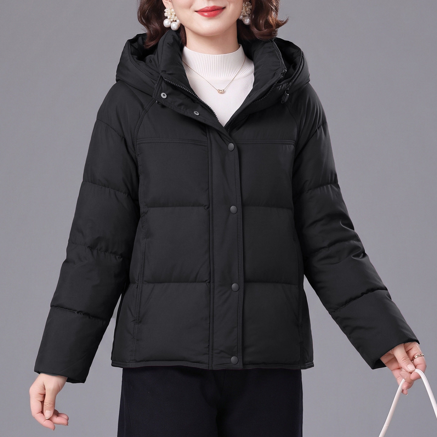 羽绒服女2026新款冬装短款韩版加厚白鸭绒小个子中年妈妈保暖外套