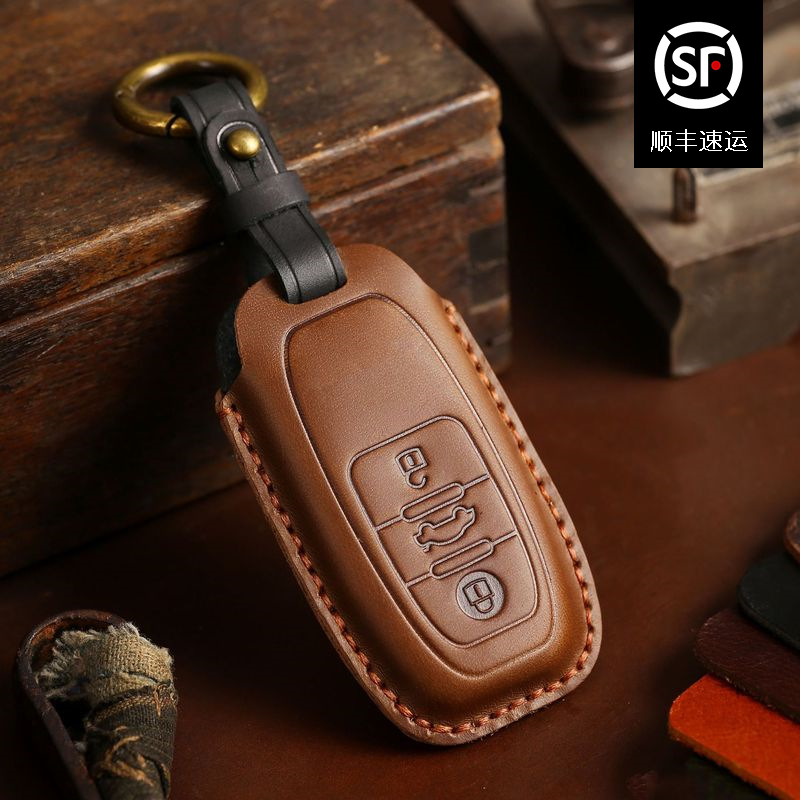 适用于大众钥匙套辉昂专用真皮钥匙保护壳热销手工制作钥匙扣复古