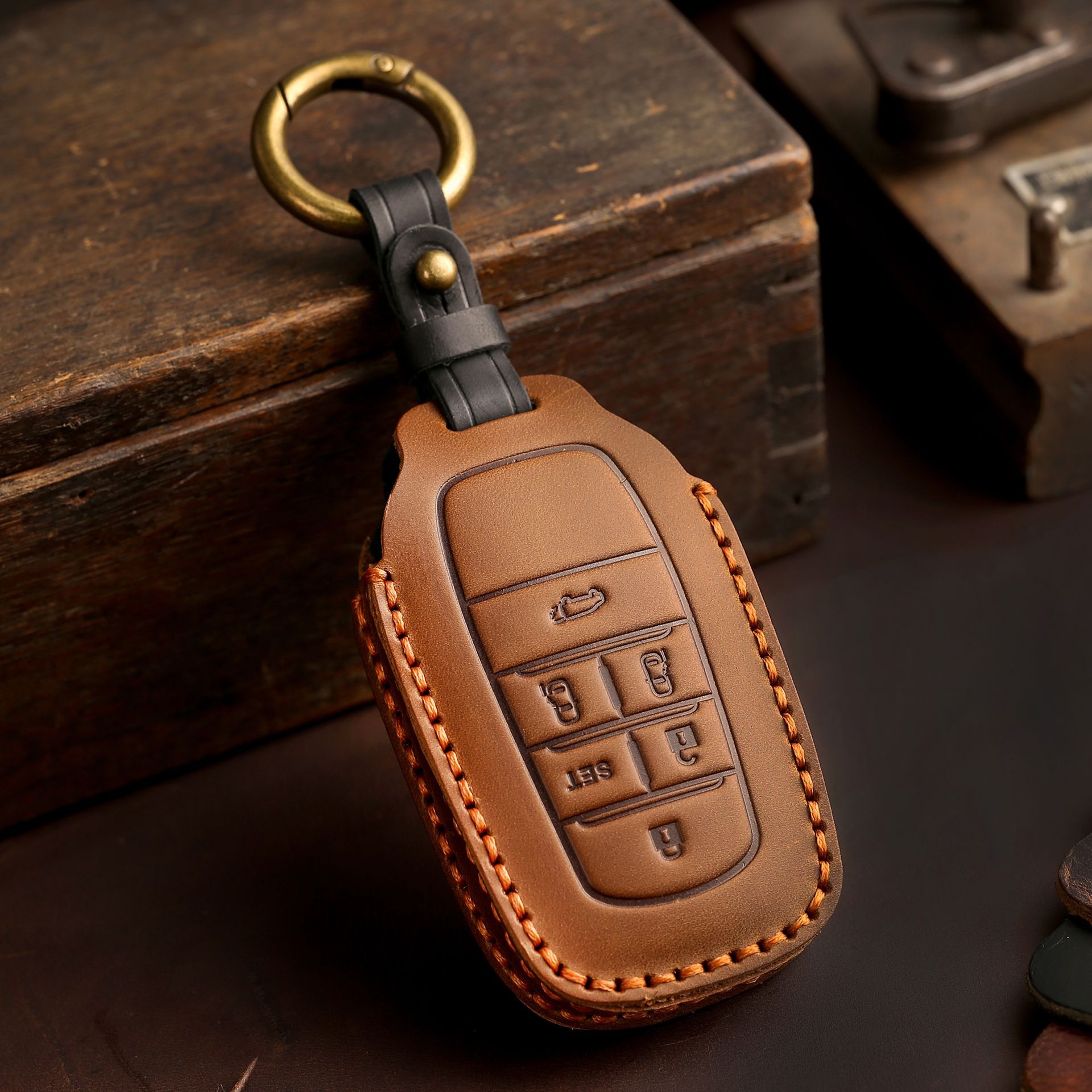 适用丰田塞纳钥匙套格瑞维亚埃尔法威尔法手工真皮汽车创意钥匙包