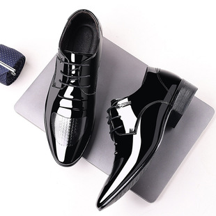 Men's Shoes Business Lace-up balck Casual Shiny boots 男皮鞋