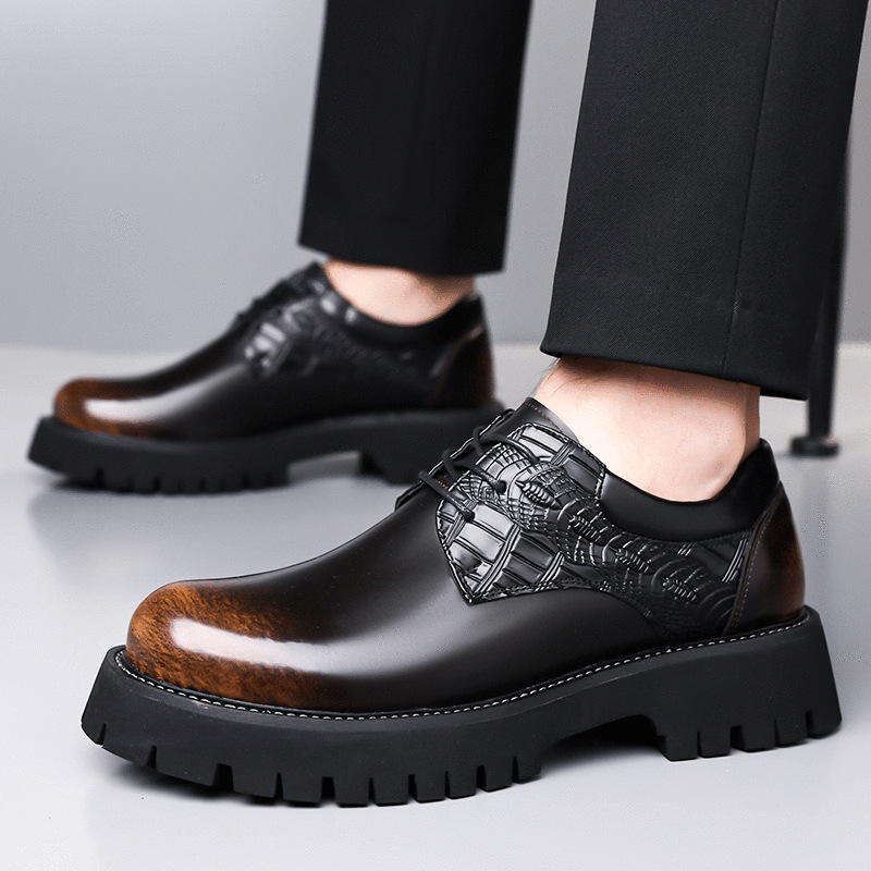 高端2025厚底男士大头皮鞋休闲