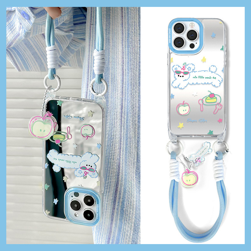 短绳手提ins小狗苹果卡通16镜面