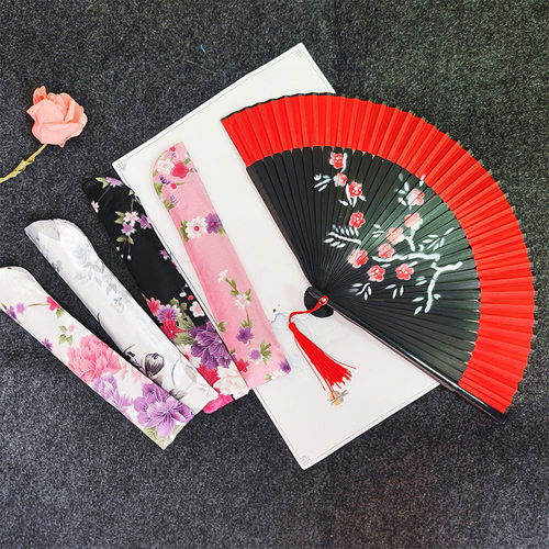 女扇折扇红色中国风古风旗袍走秀女折叠扇舞蹈跳舞折扇易开合梅花