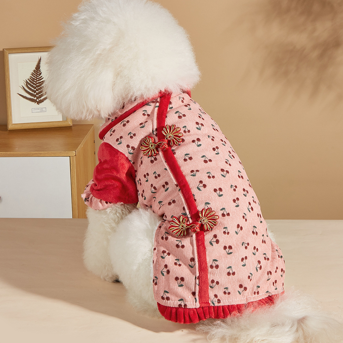 宠物喜庆唐装秋冬泰迪比熊猫咪小型犬冬天加厚保暖狗狗新年衣服