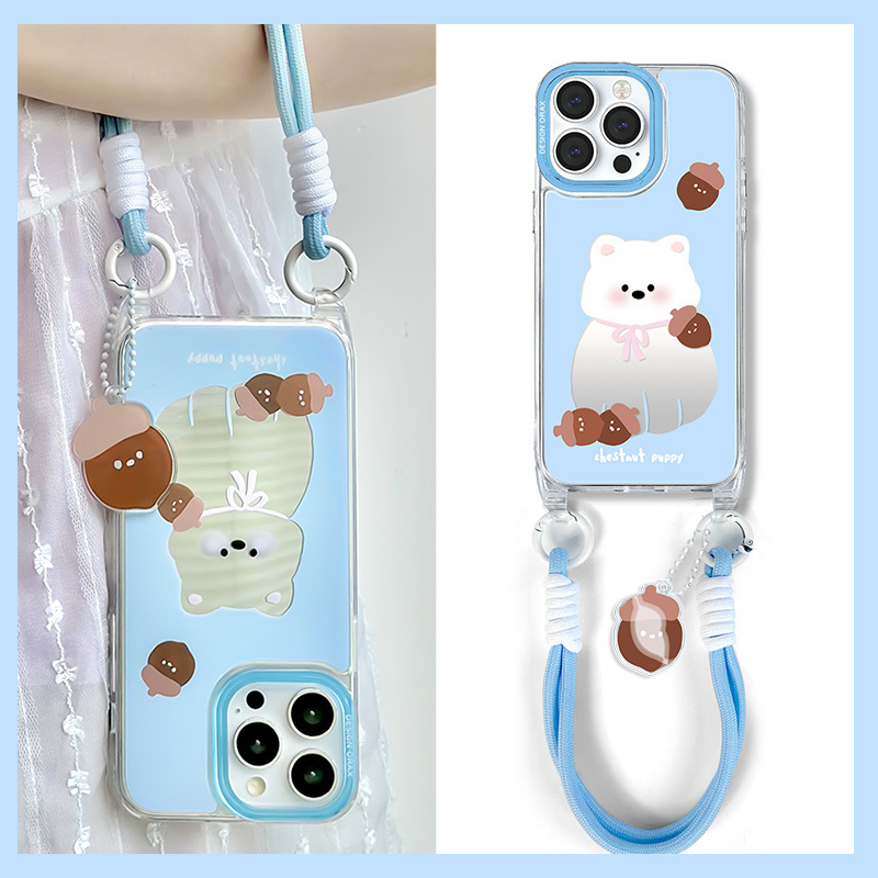 手提短绳苹果卡通小熊15镜面