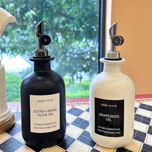 陶瓷油壶酱瓶防漏自动开合油醋瓶家用艺术感轻奢厨房高颜值套装