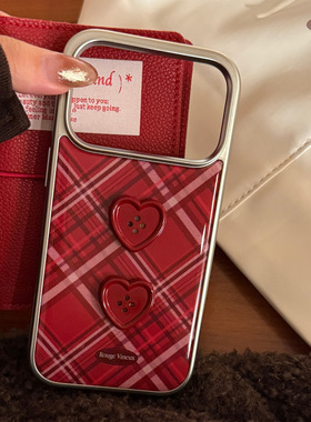 U记复古格纹壳适用iphone17Air手机壳16promax苹果15plus电镀银14个性13pro12华为mate60酒红P70Ultra保护套