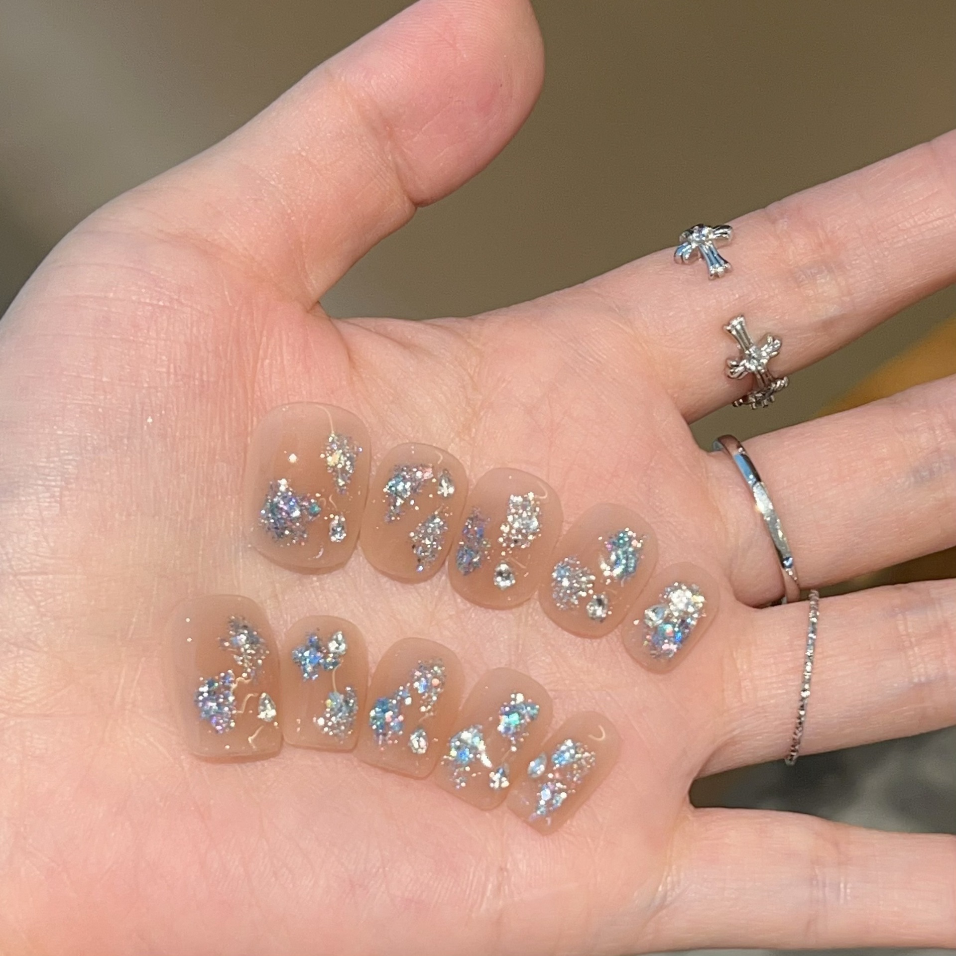 【银河秘境】手绘晕染腮棕人鱼泪锆石手工穿戴甲76款带盒子工具包