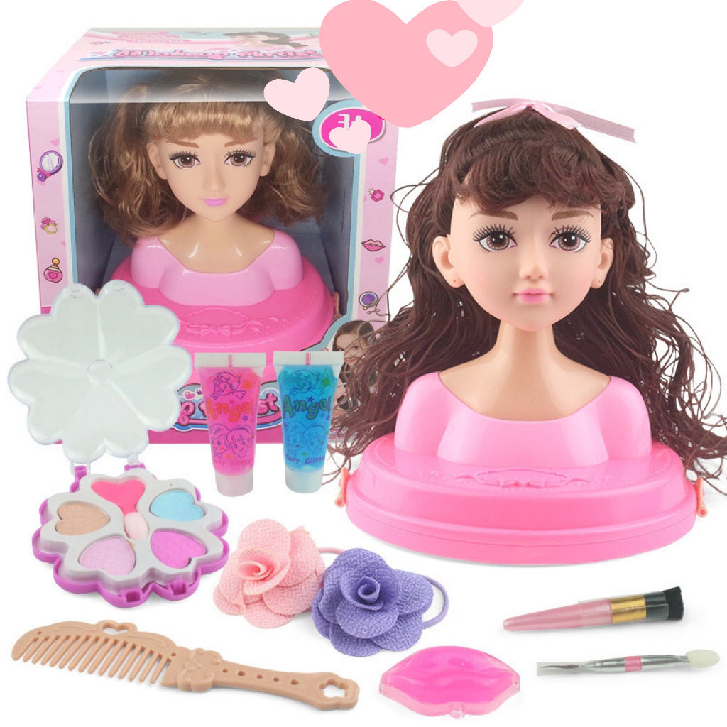 跨境女孩可化妆半身仿真娃娃玩具美容美发过家家巴比娃娃玩具套装