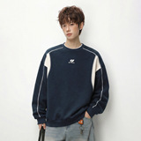 撞色拼接圆领卫衣春季廓形宽松运动休闲套头衫外套MW3990-P50控78，女装短外套，电商A362