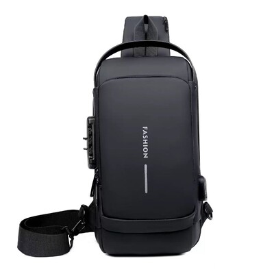 Men's Lockable Anti-Theft Chest Sling Crossbody Bag 斜挎胸包