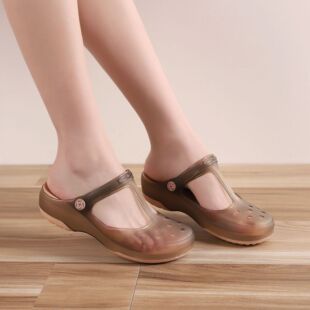 VEBLEN洞洞鞋女外穿防滑护士包头拖鞋夏软底舒适水边度假沙滩鞋女