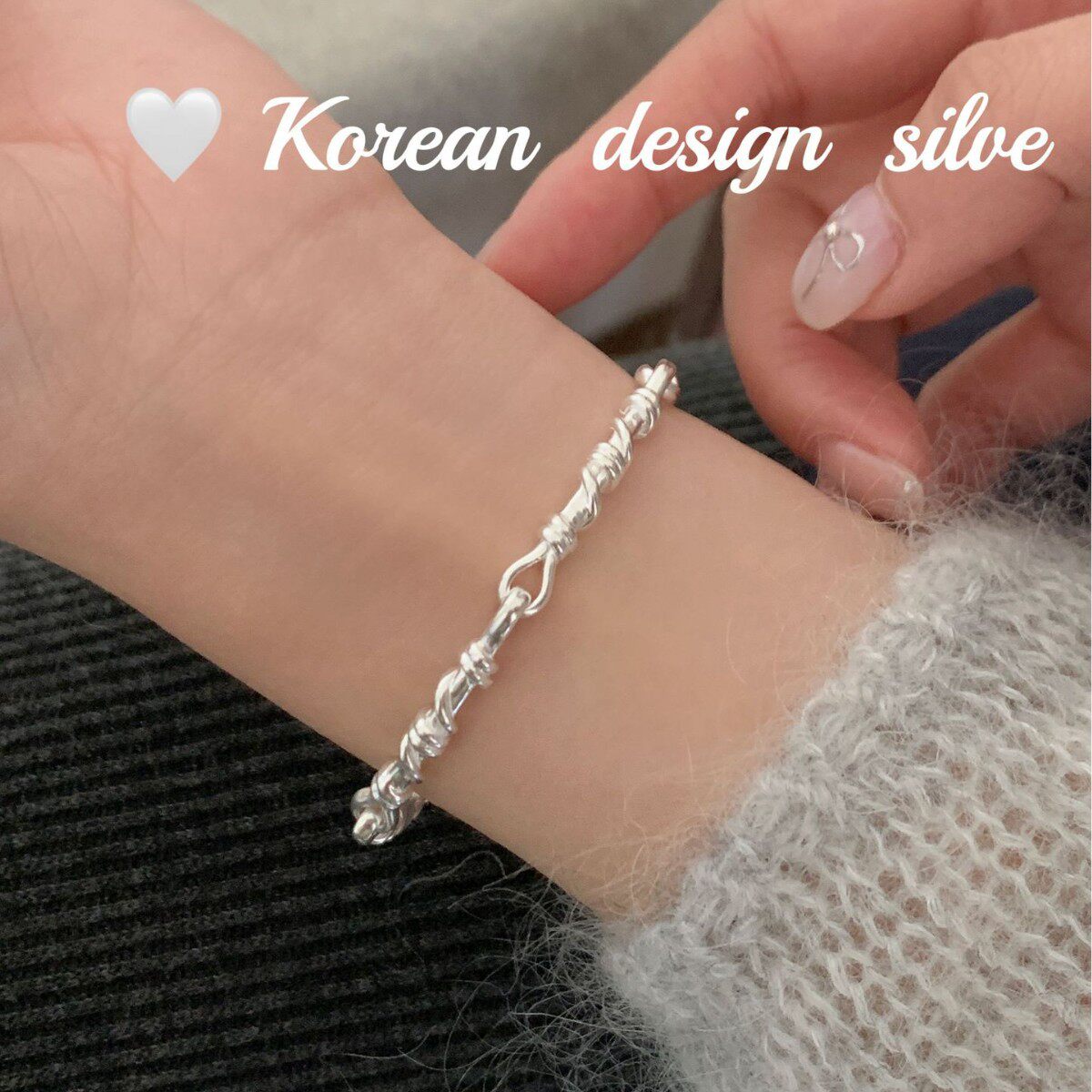 韩国ins博主同款简约手饰品 S925纯银缠绕绳结个性小众设计手链女