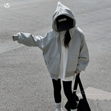 女童加绒加厚卫衣外套2025年秋冬新款中大童休闲连帽插肩袖拉链衫，童装外套，祺儿童装