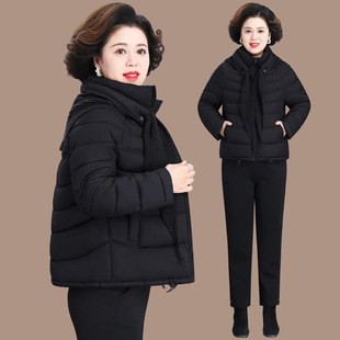 中年妈妈五十多岁洋气棉服短款中老年人新款女装冬装棉袄外套上衣