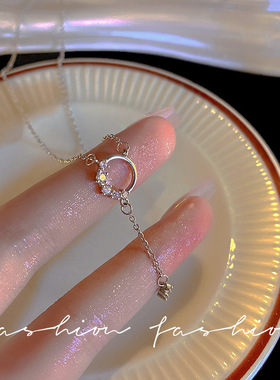 银花环流苏项链女几何圆形吊坠锁骨链小众级感首饰品夏季