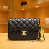 女士方胖子菱格链条包小香风钻球包肩斜挎包小方包锁扣包女包