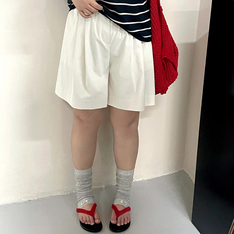 大码女装松紧腰休闲短裤女2026夏胖mm宽松显瘦阔腿裤五分裤NK1573